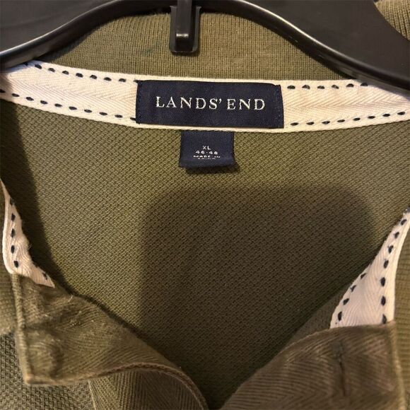 Lands' End Men's XL Green Long Sleeve Polo Shirt Classic Fit - Picture 3 of 10